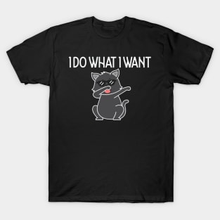 Funny Sarcastic Black Cat I Do What I Want T-Shirt